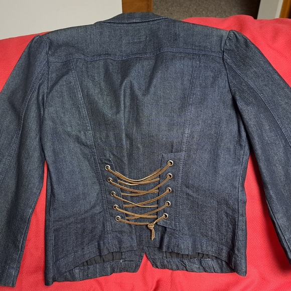 Denim Lace Back Jacket - Picture 3 of 3